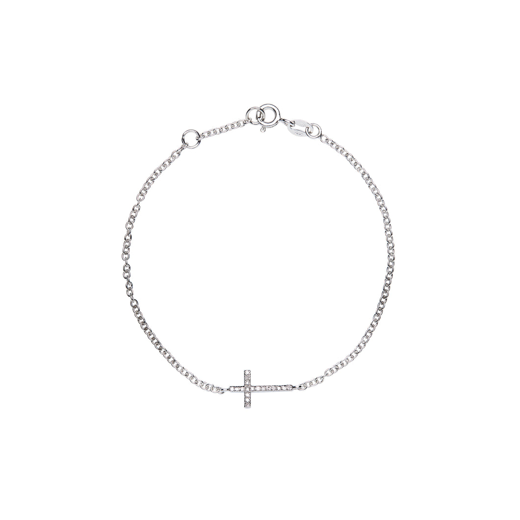 Cross - White Gold Chain Bracelet