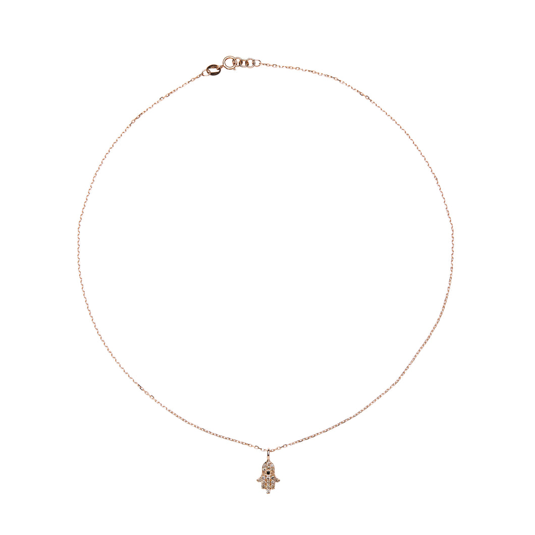 Mini Hamsa Necklace - Rose Gold