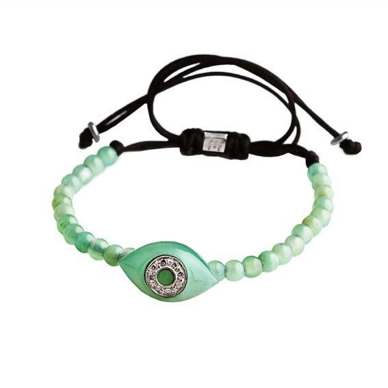 Chrysoprase pumped eye - white gold & white