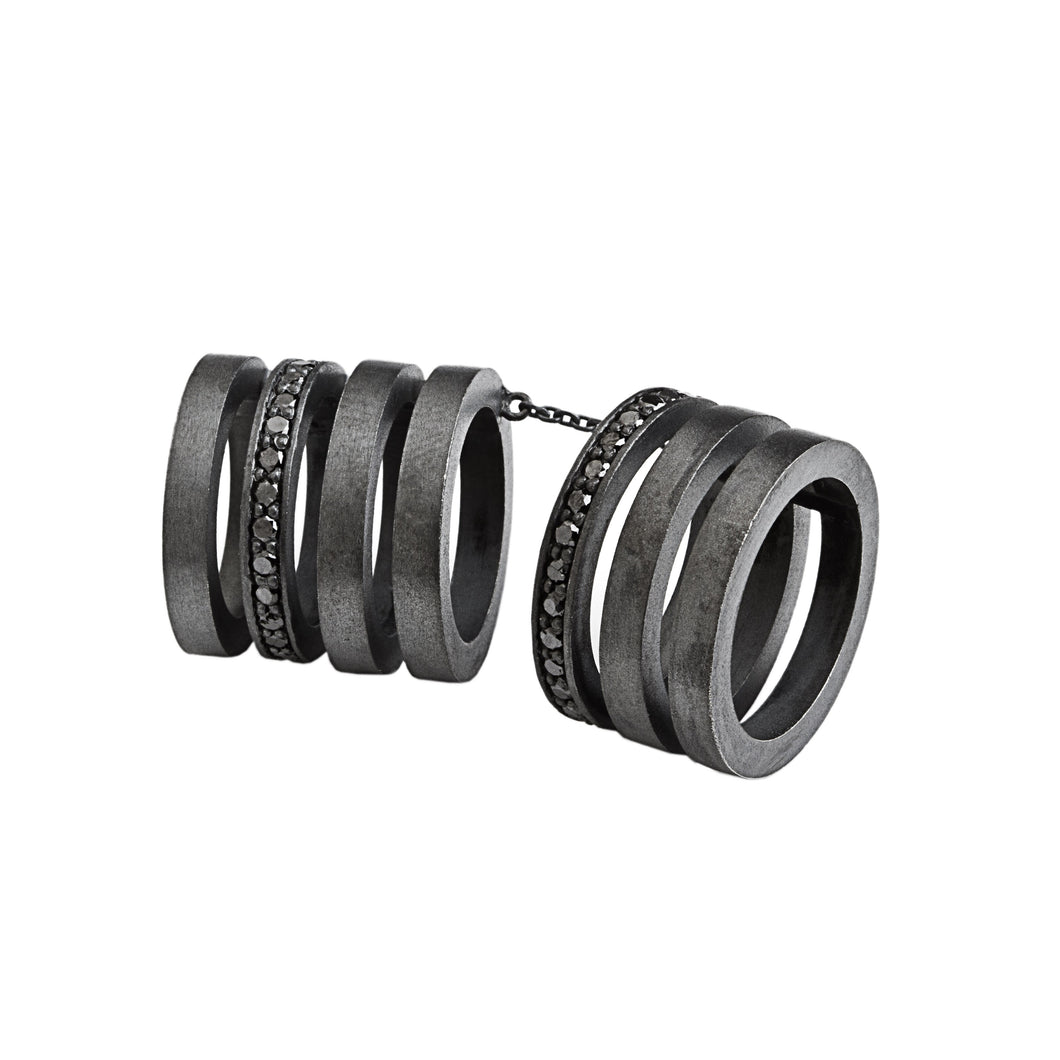 Multihoop ring 7 hoops - 2 black