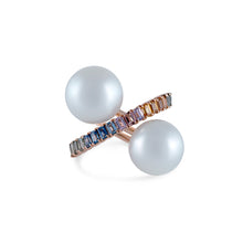 Load image into Gallery viewer, Double hoop Ring- Pearls&amp; Rainbow
