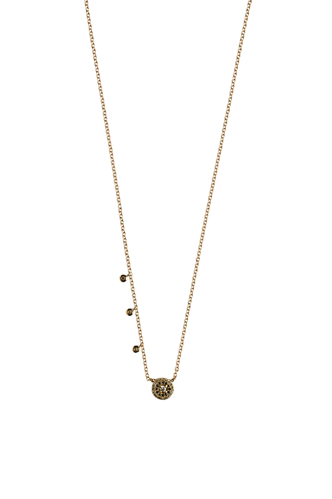 Mini round eye necklace - rose gold chain