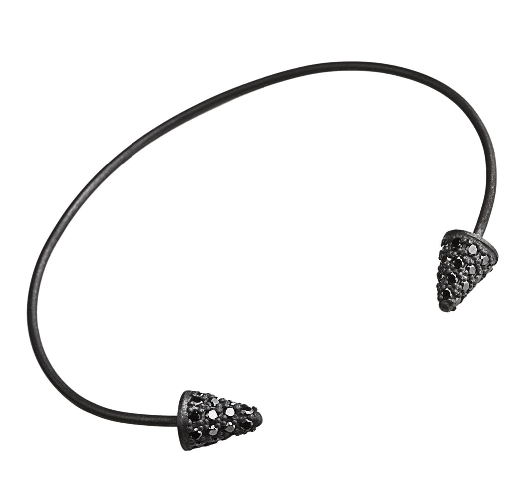 Double spikes bracelet - silver & black
