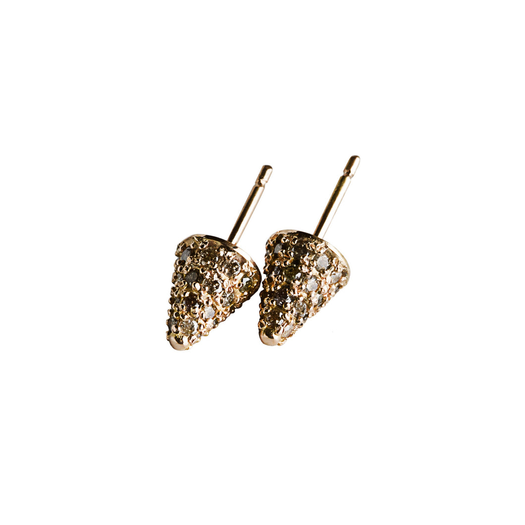 Spike earrings - rose gold & brown