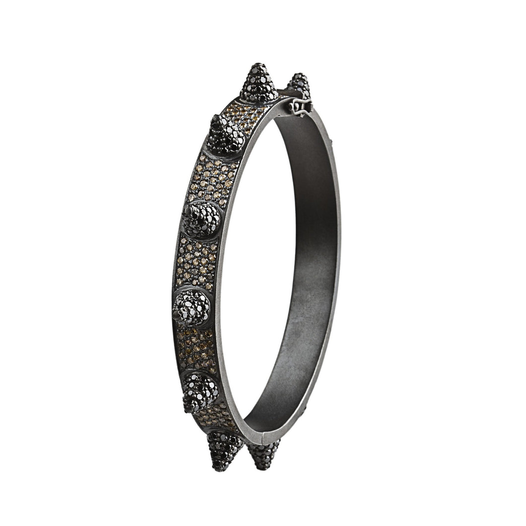 Full diamond spike bracelet - black & brown