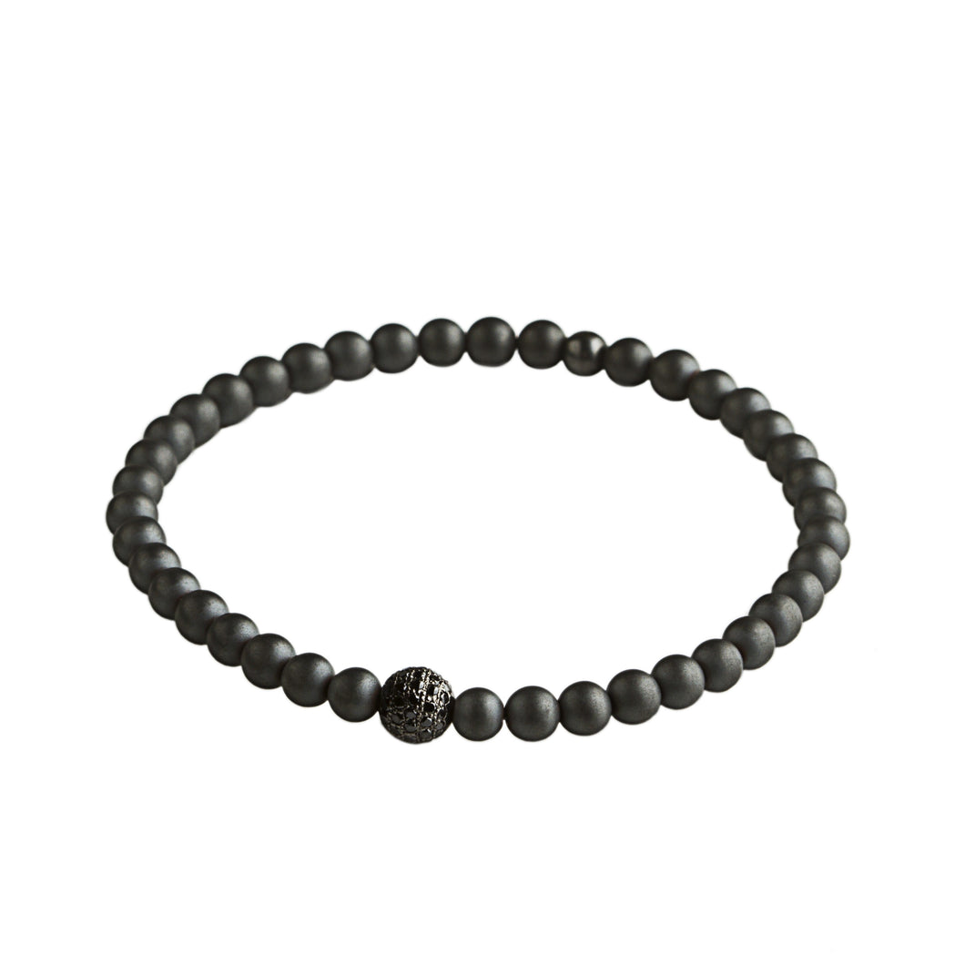 Hematite - 1 bead silver and black