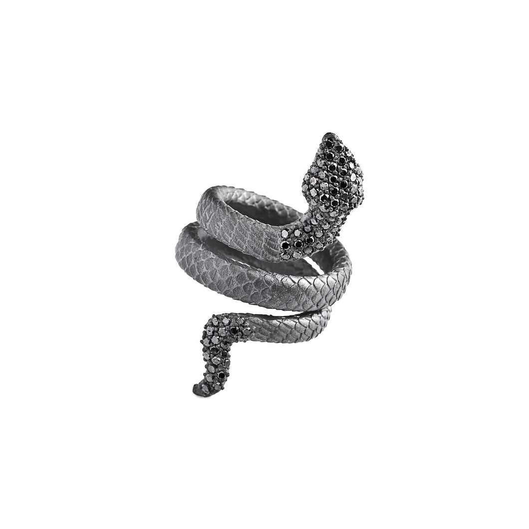 Snake ring - silver & black