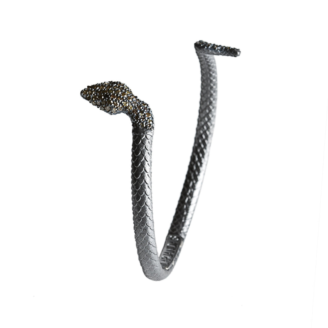 Snake bracelet - silver & brown