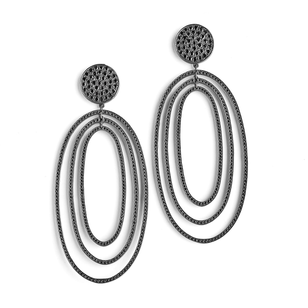 Haute oval earrings -black gold  & black diamonds
