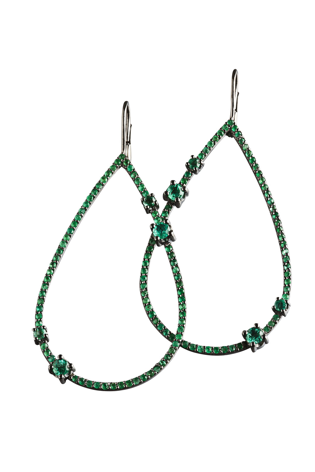 Pear shape earrings - emerald bezel