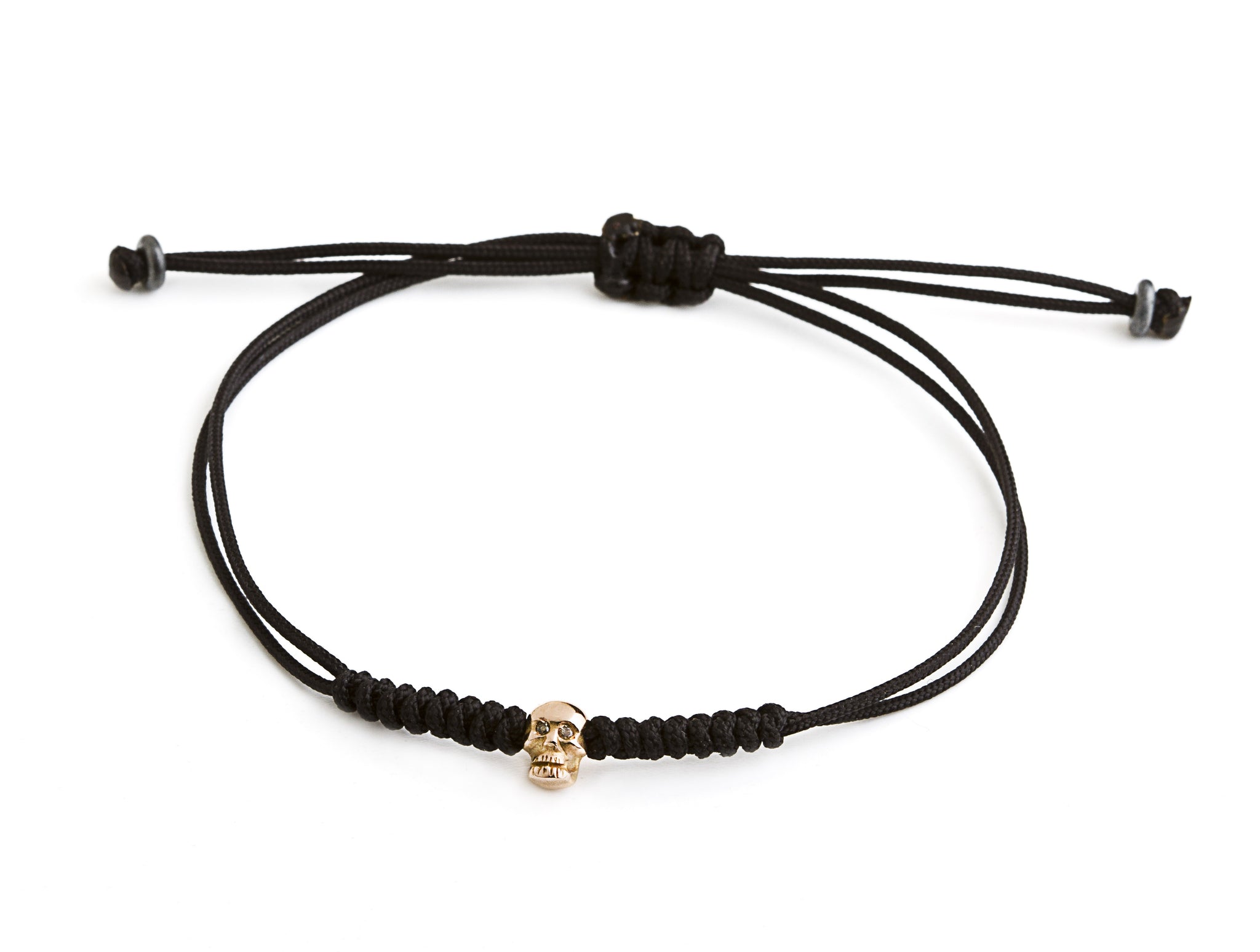 Rose gold mini skull macrame bracelet black – Anil Arjandas