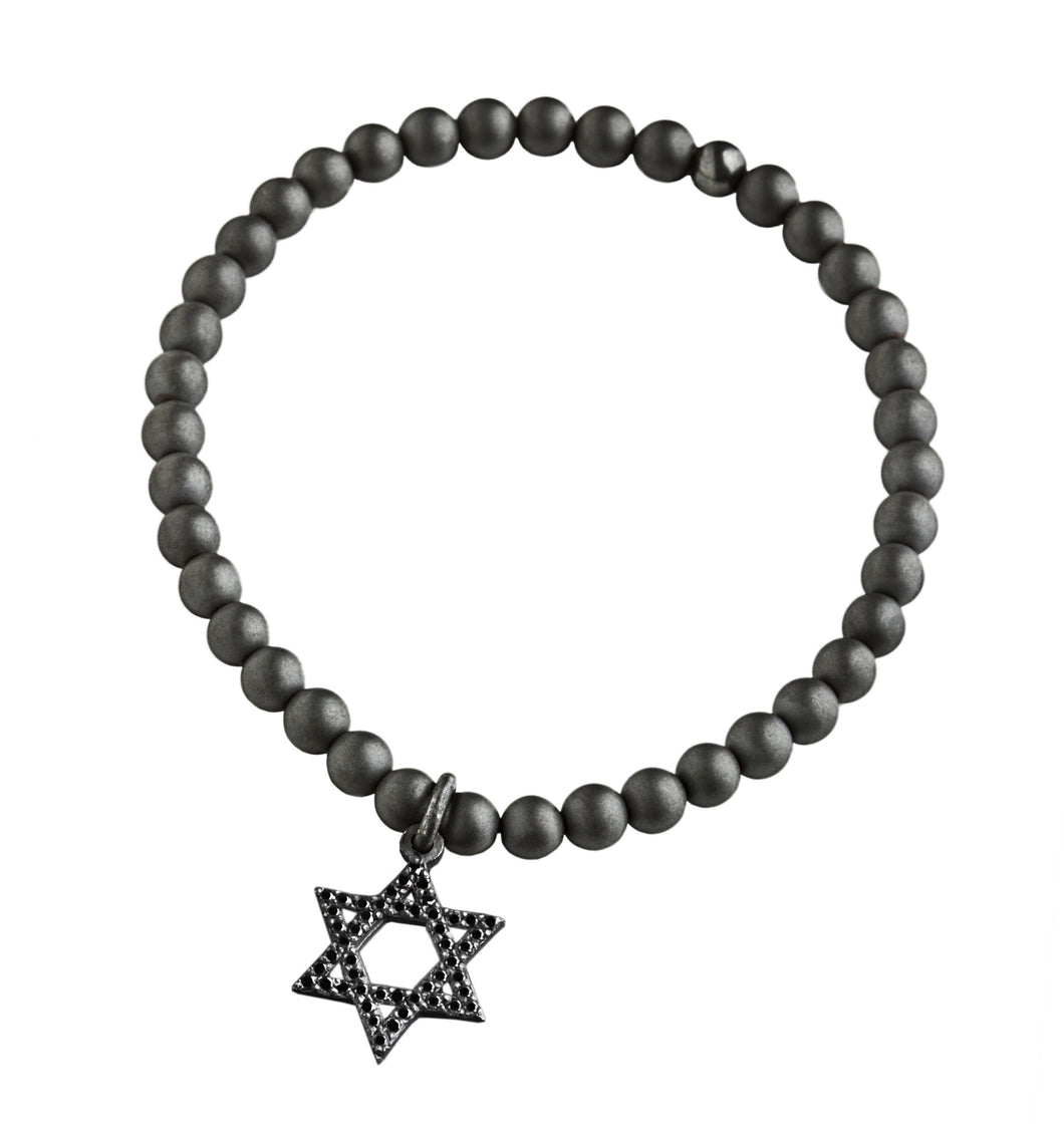 David star hematite bracelet - silver & black