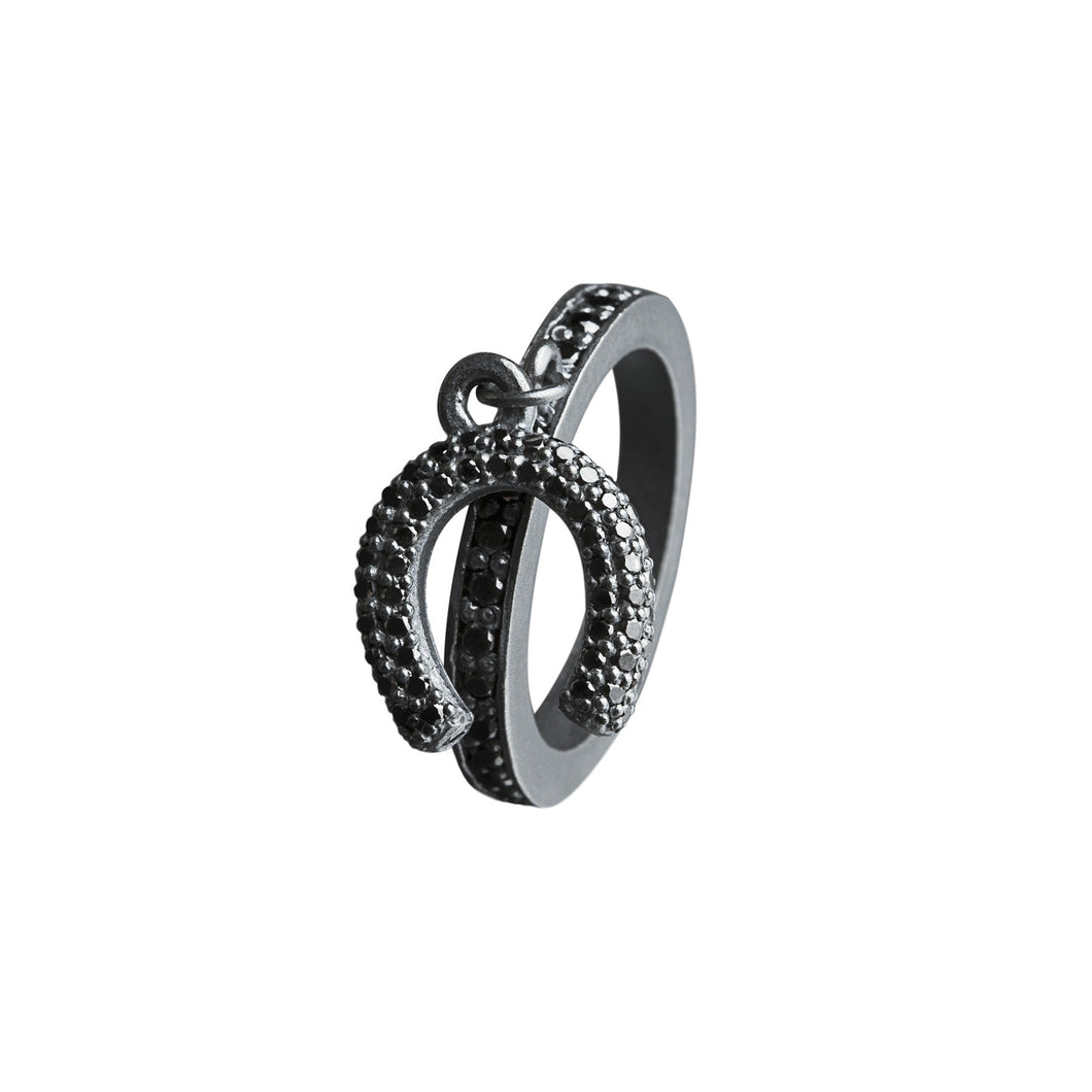 Pumped horseshoe ring - silver