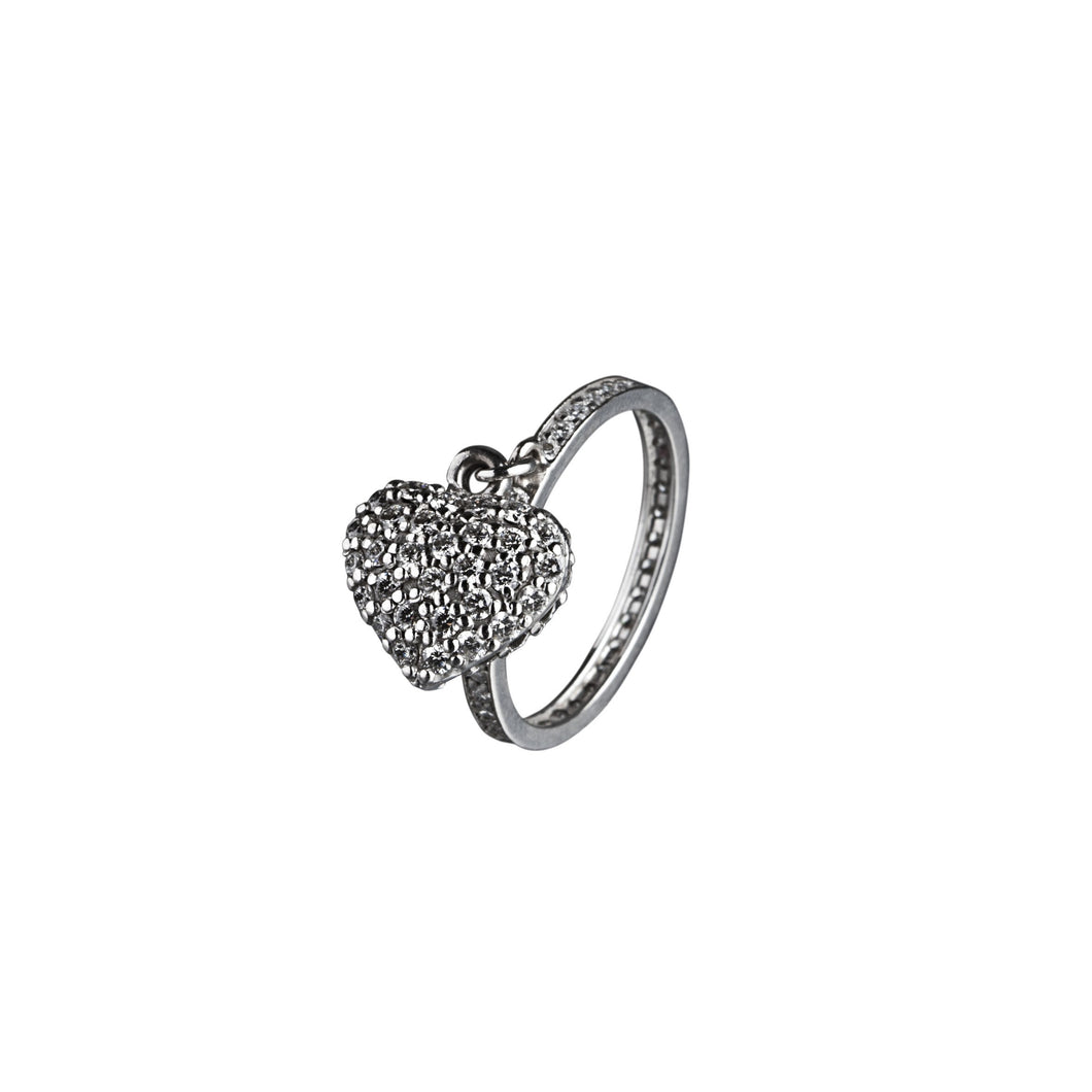White Gold & Diamonds - Pumped Heart Ring
