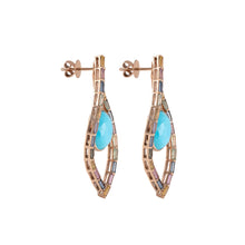 Load image into Gallery viewer, Turquoise- Rainbow Evil eye earrings
