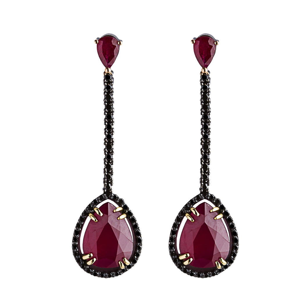 Rubi earrings - Black Gold & Black Diamonds Bezel