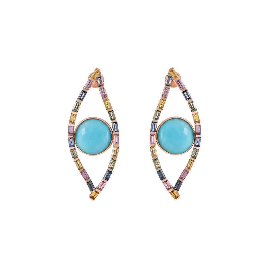 Turquoise- Rainbow Evil eye earrings