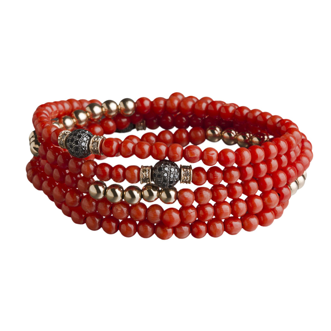 4 Tours Beads Bracelet/Necklace - Coral