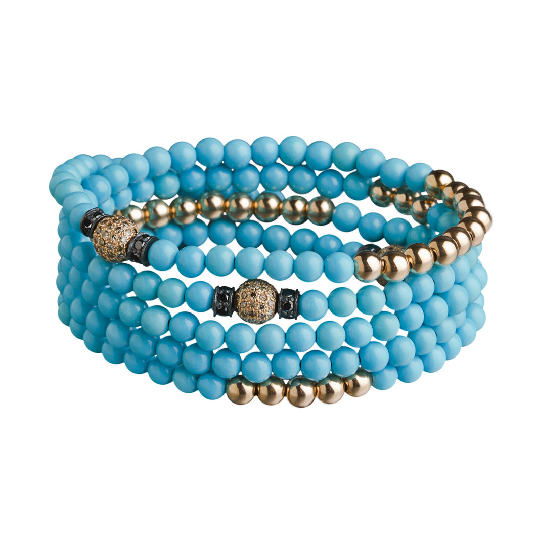 4 Tours Beads Bracelet/Necklace - Turquoise