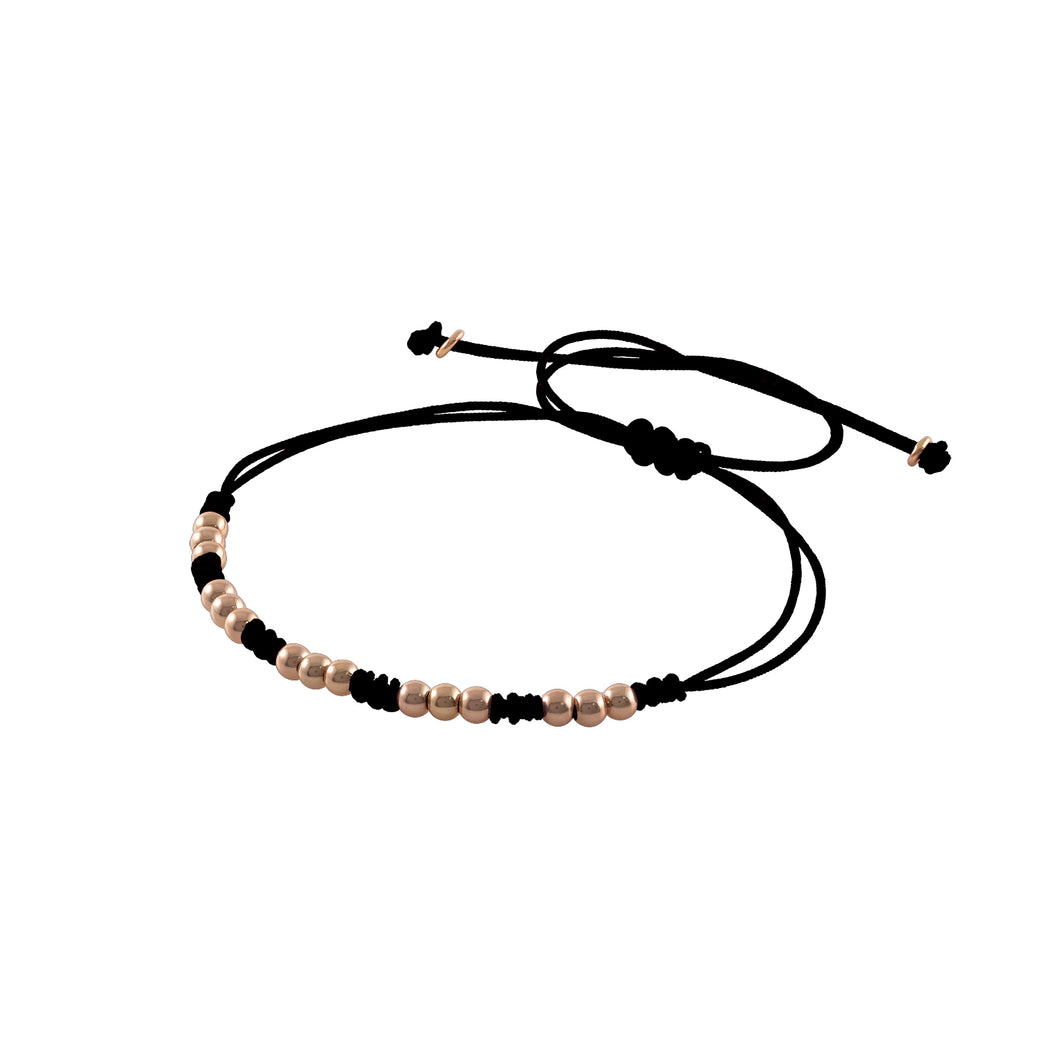 15 rose gold beads- black macrame