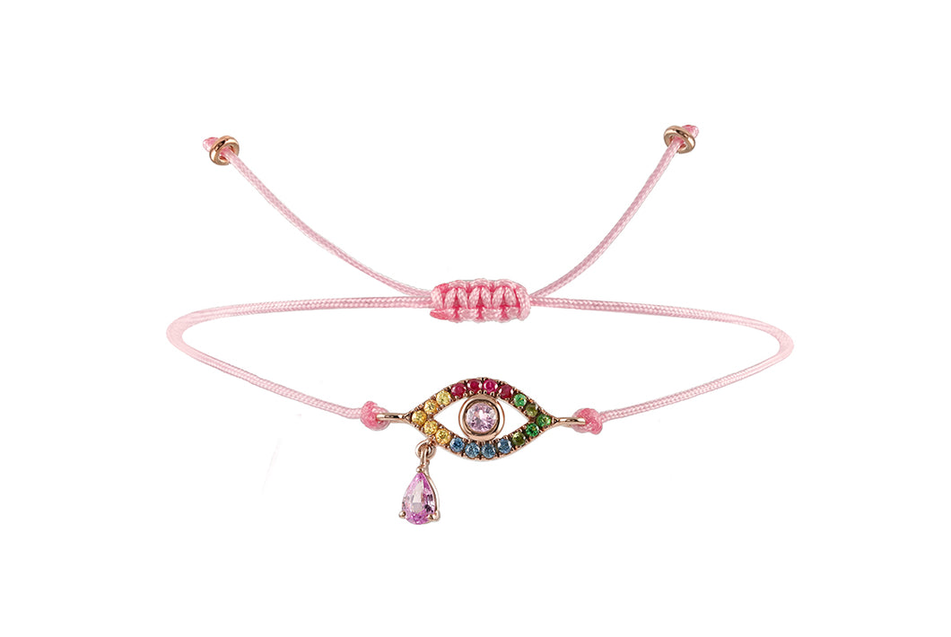 Mini Evil Eye Bracelet - Pink Tear Drop