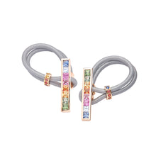 Load image into Gallery viewer, ROSE GOLD &amp; RAINBOW SAPPHIRES RUBBER CUFFLINKS
